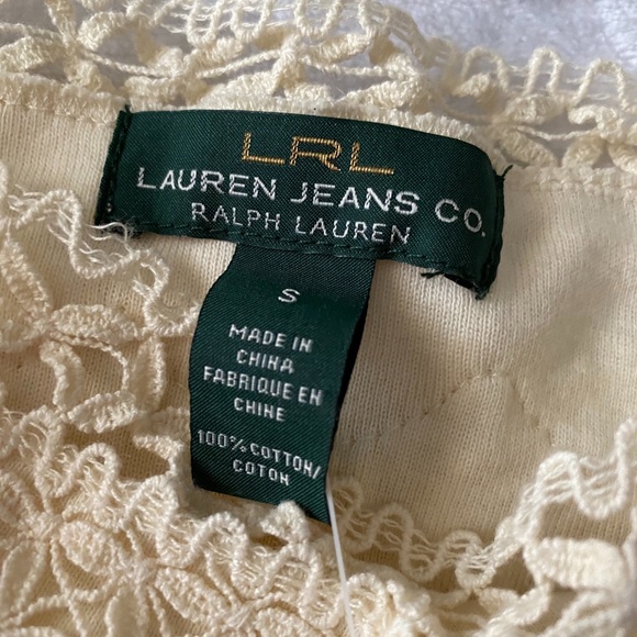 NWT Ralph Lauren Cream Lace Yoke Top - Picture 7 of 9